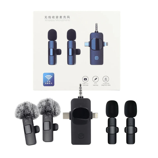 🎤 Micrófono De Solapa Inalámbrico K15 Plus – Triple Compatibilidad 3 en 1
